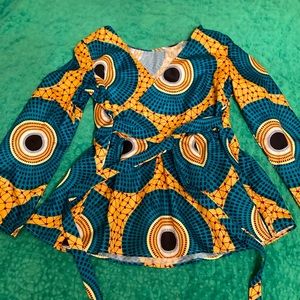 Printed blouse with belt